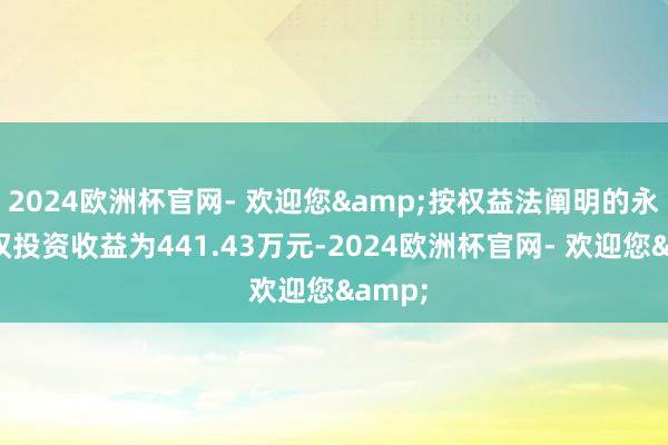 2024欧洲杯官网- 欢迎您&按权益法阐明的永远股权投资收益为441.43万元-2024欧洲杯官网- 欢迎您&