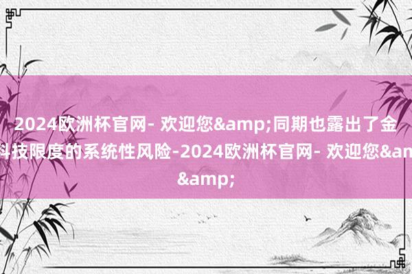 2024欧洲杯官网- 欢迎您&同期也露出了金融科技限度的系统性风险-2024欧洲杯官网- 欢迎您&